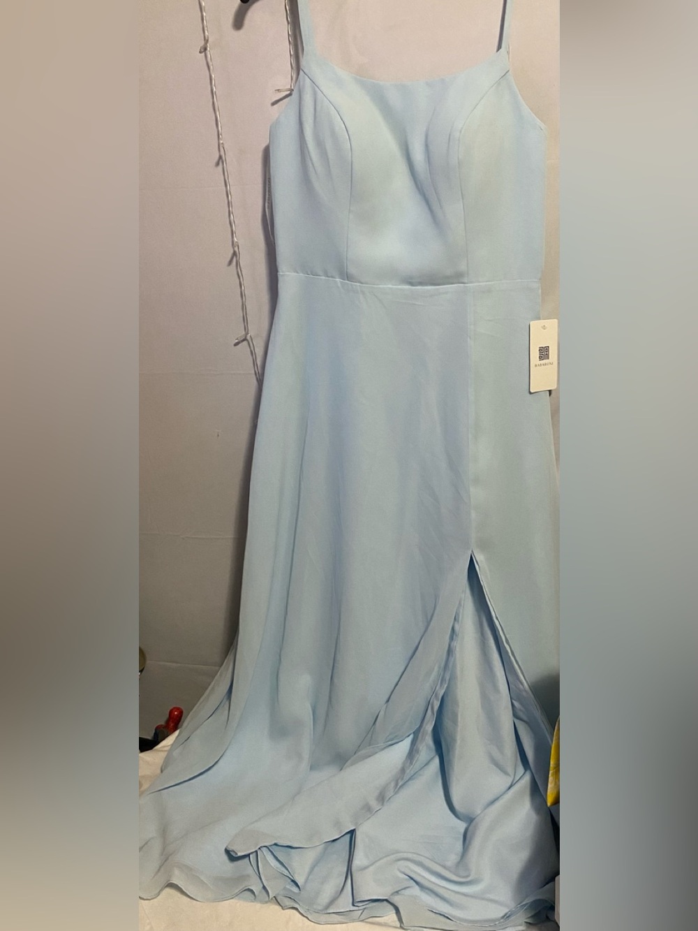 Babaton Light Blue Maxi Skirt with Front Slit